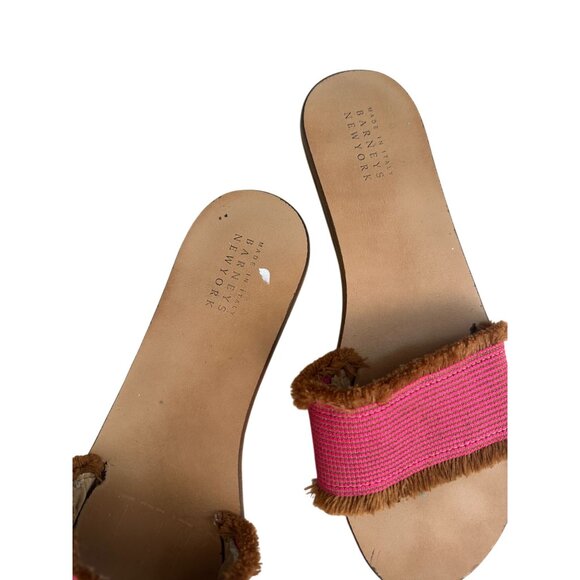BARNEYS NEW YORK Red Fringe Slide sandals Size 41 / 11 - Picture 2 of 6